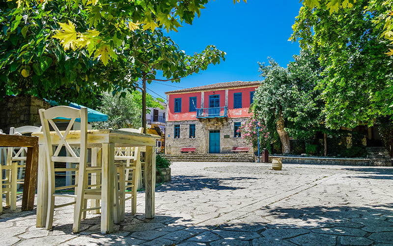 Het plein van oudste dorpje Afitos