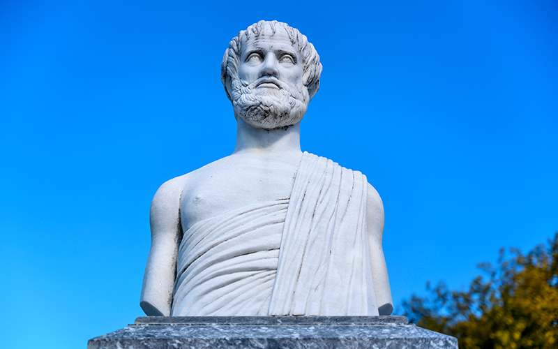 Standbeeld van Griekse filosoof Aristoteles