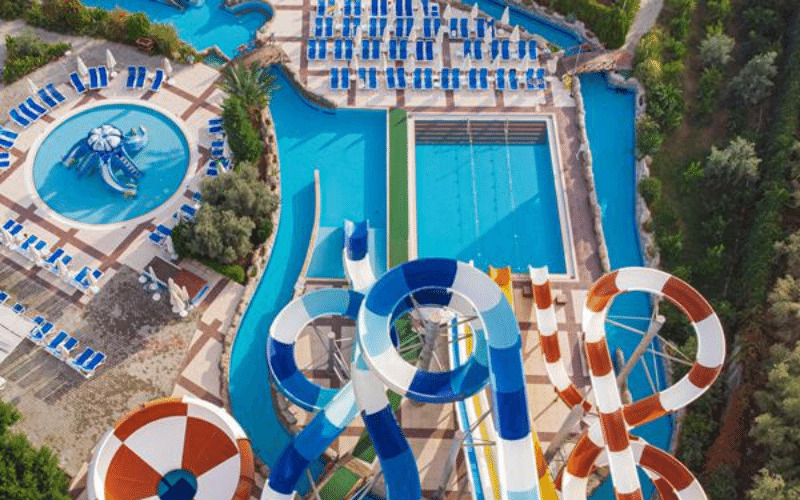 glijbanen en zwembaden Hotel Kahya Resort Aqua, Turkse Riviera, Turkije