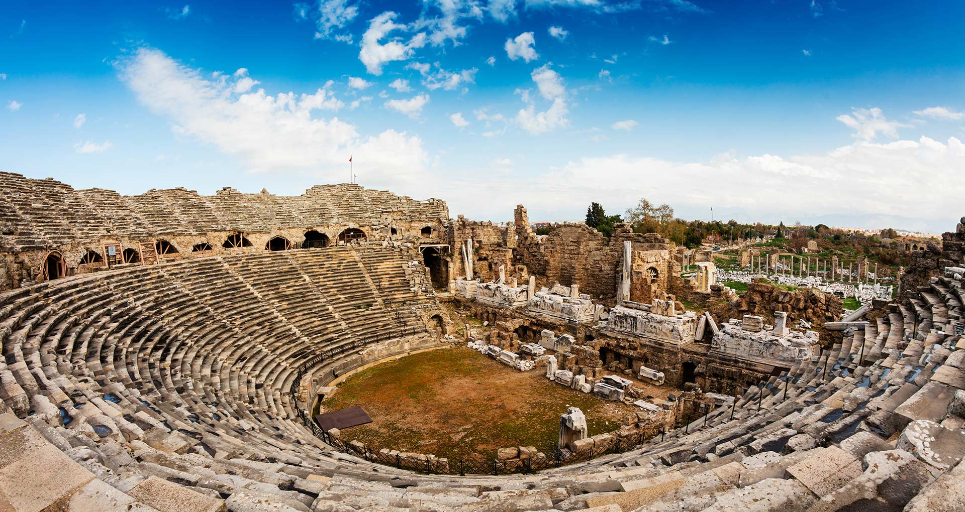 Historisch amfitheater in Side, Turkije