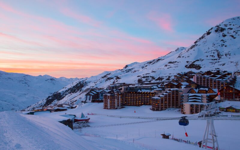 panorama Val Thorens zonsondergang